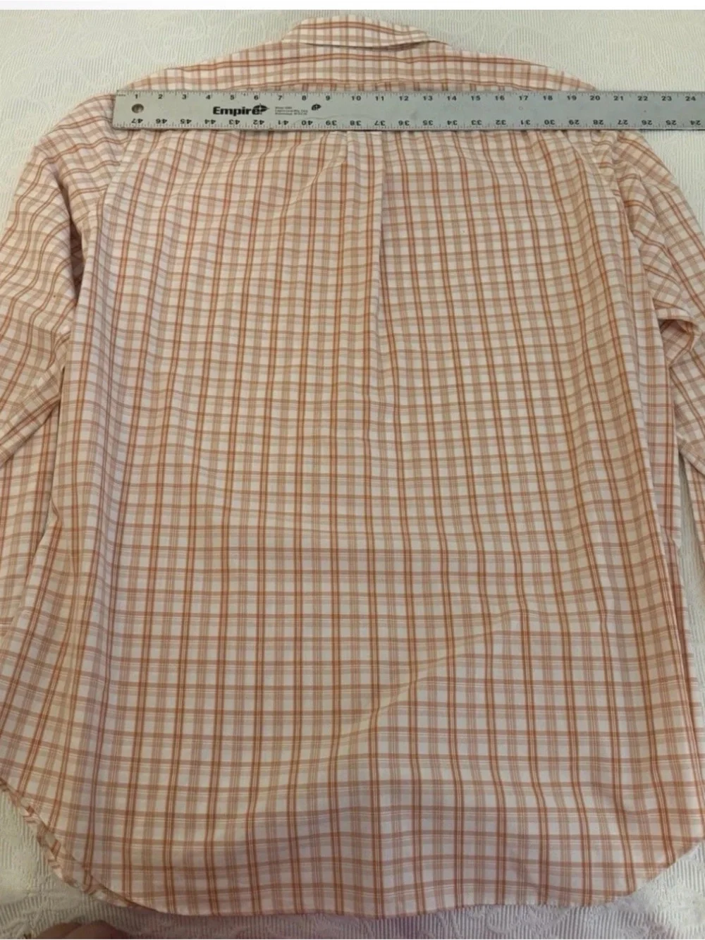 Banana Republic Non-Iron Classic Fit Plaid Orange/White Dress Shirt XL 17.5